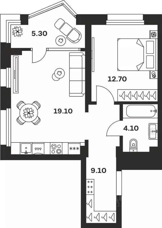 1-к кв. Тульская область, Тула ул. Михеева, 9А (50.3 м) - Фото 0