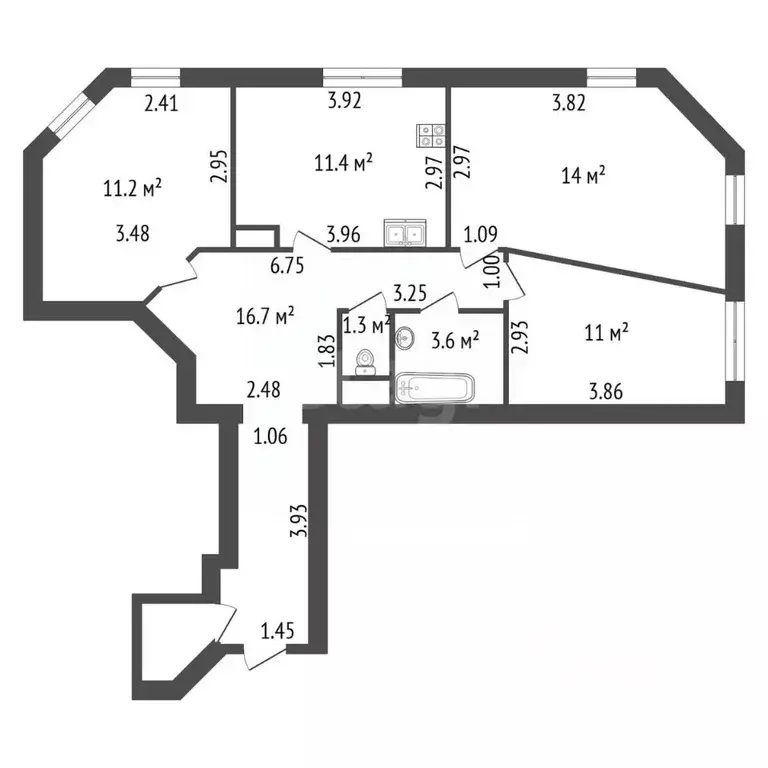 3-к кв. Санкт-Петербург просп. Металлистов, 15 (71.0 м) - Фото 2