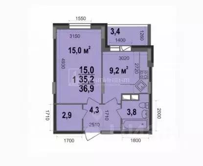 1-к кв. Владимирская область, Владимир ул. Смоленская, 3 (36.9 м) - Фото 0