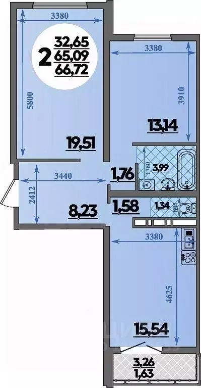 2-к кв. Краснодарский край, Новороссийск Город у Моря жилой комплекс ... - Фото 1