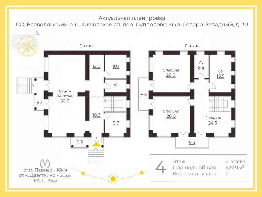 Дом в Ленинградская область, Всеволожский район, Юкковское с/пос, д. ... - Фото 2