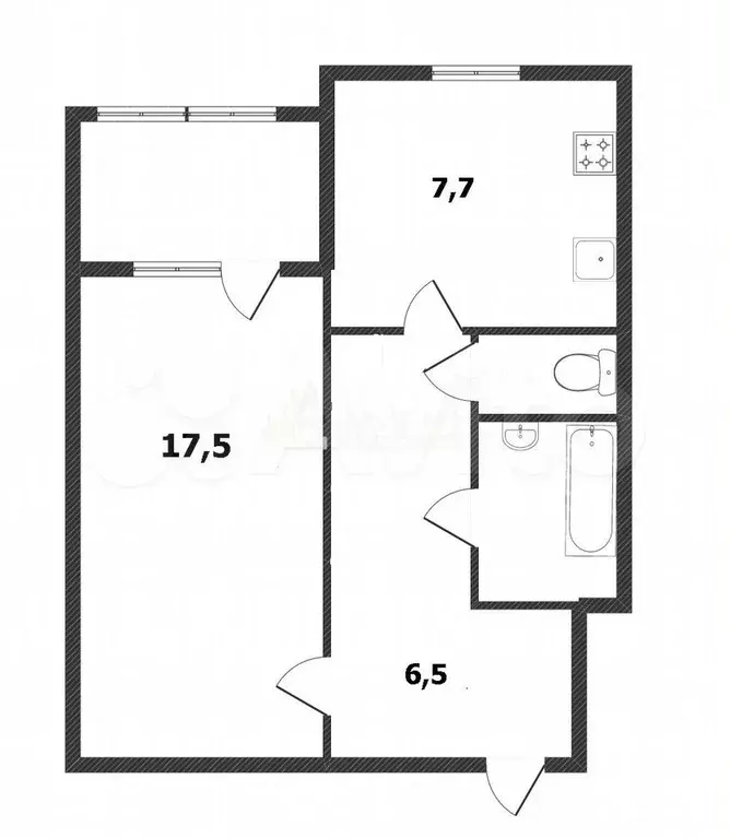 1-к. квартира, 37,9 м, 6/9 эт. - Фото 0