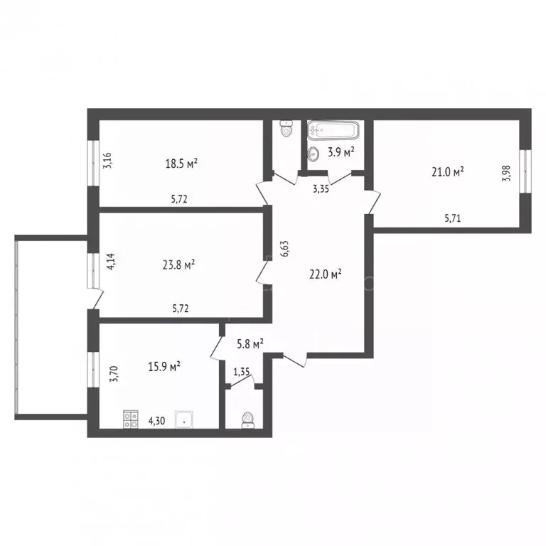 3-к кв. Тюменская область, Тюмень Депутатская ул., 80к1 (114.0 м) - Фото 1