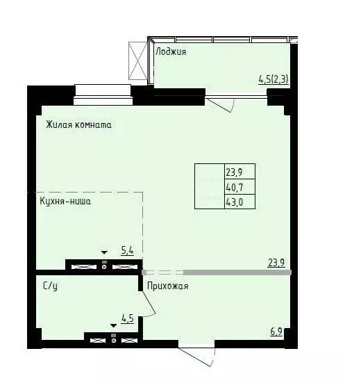 Квартира-студия: Владивосток, улица Полковника Фесюна (43 м) - Фото 1