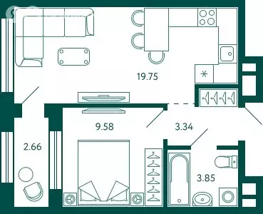 1-комнатная квартира: Уфа, улица Расула Гамзатова (37.85 м) - Фото 1