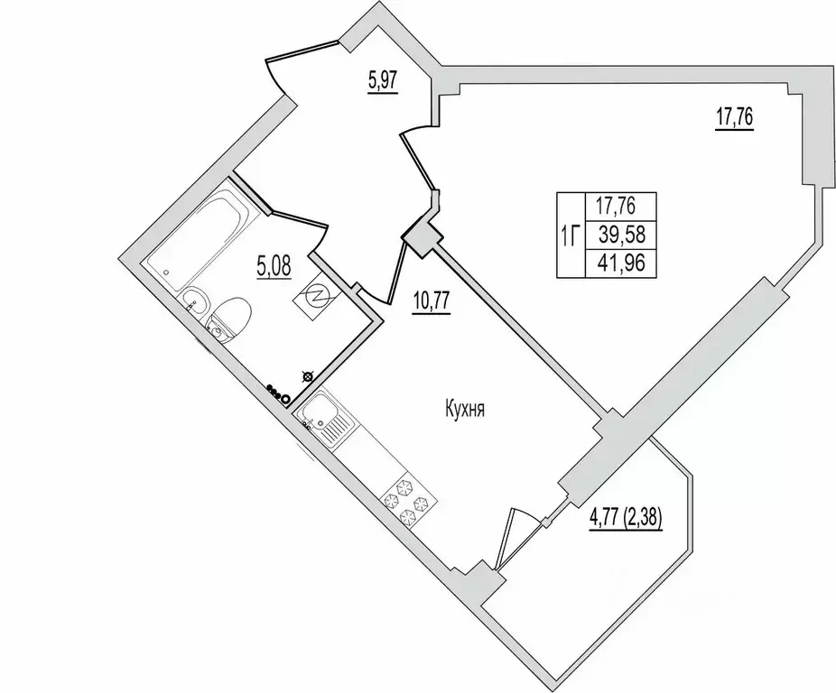 1-к кв. Псковская область, Псков Линейная ул., 87 (41.96 м) - Фото 1