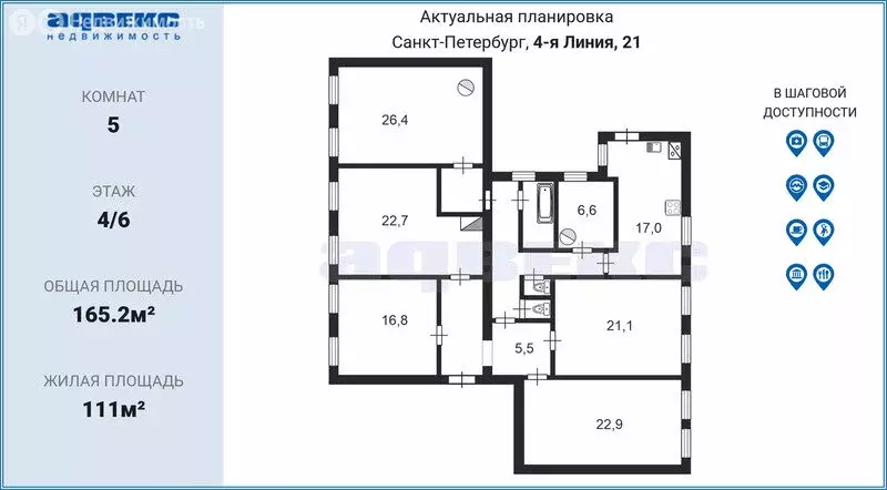 5-комнатная квартира: Санкт-Петербург, 4-я линия Васильевского ... - Фото 1