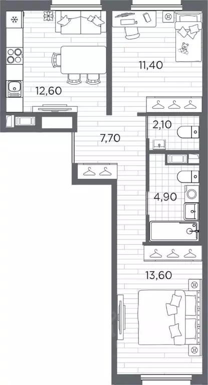 2-к кв. Санкт-Петербург Плюс Пулковский жилой комплекс (52.3 м) - Фото 1