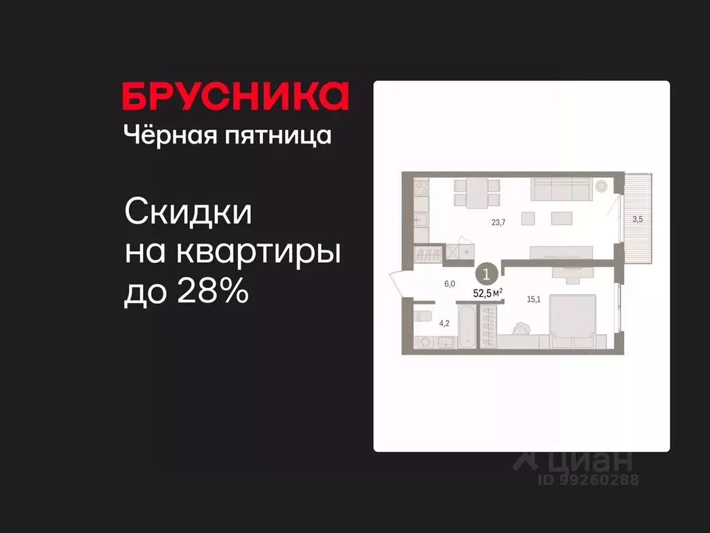 1-к кв. Свердловская область, Екатеринбург пер. Торфяной, 4 (52.5 м) - Фото 0