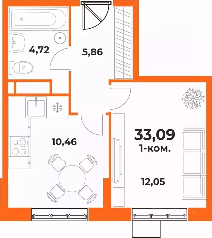 1-к кв. Хабаровский край, Хабаровск Брянский пер. (33.09 м) - Фото 1