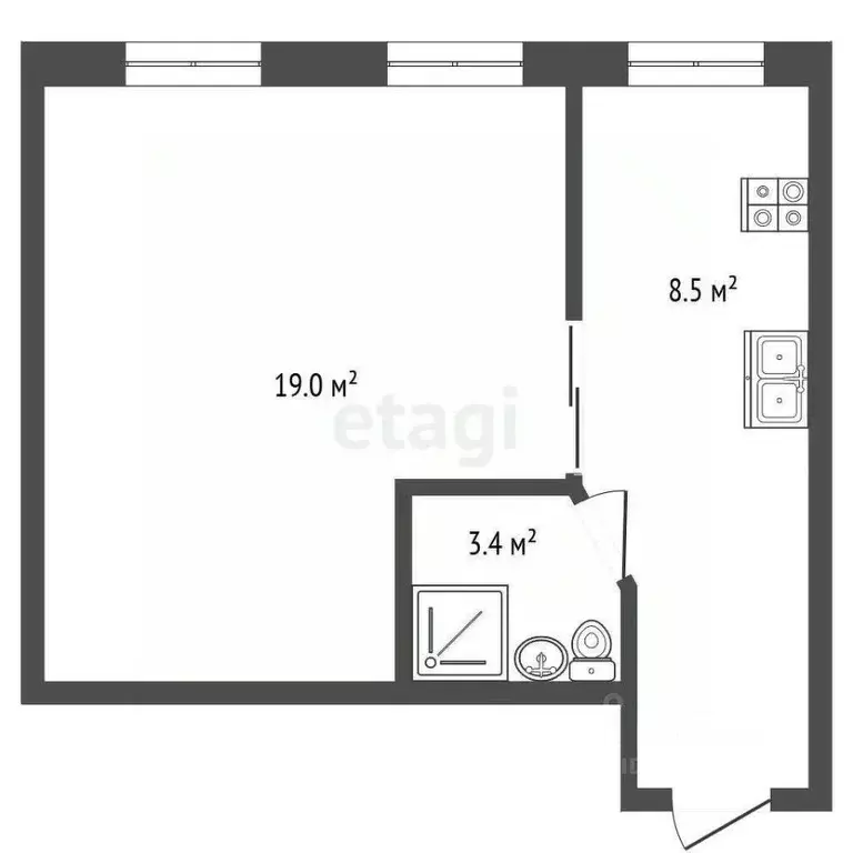 1-к кв. Севастополь пос. Любимовка, ул. Софьи Перовской, 46 (30.9 м) - Фото 2