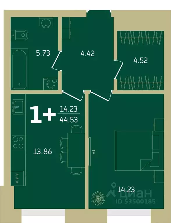 1-к кв. Башкортостан, Уфа Революционная ул., 39/4 (44.53 м) - Фото 1