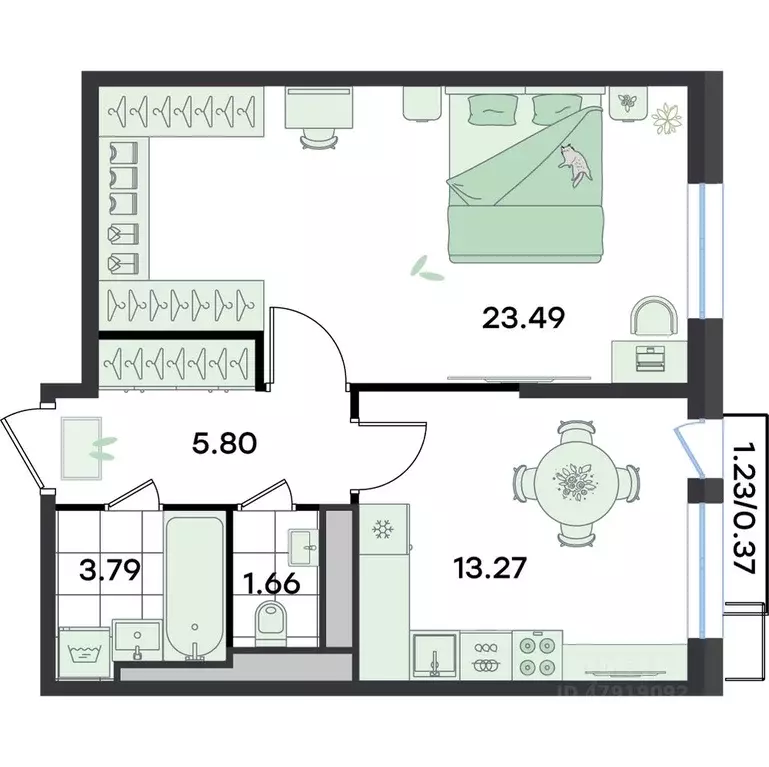1-к кв. Московская область, Раменский муниципальный округ, Ильинский ... - Фото 1