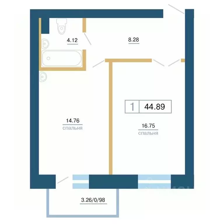 1-к кв. Красноярский край, Красноярск ул. Бограда, 103 (44.89 м) - Фото 1