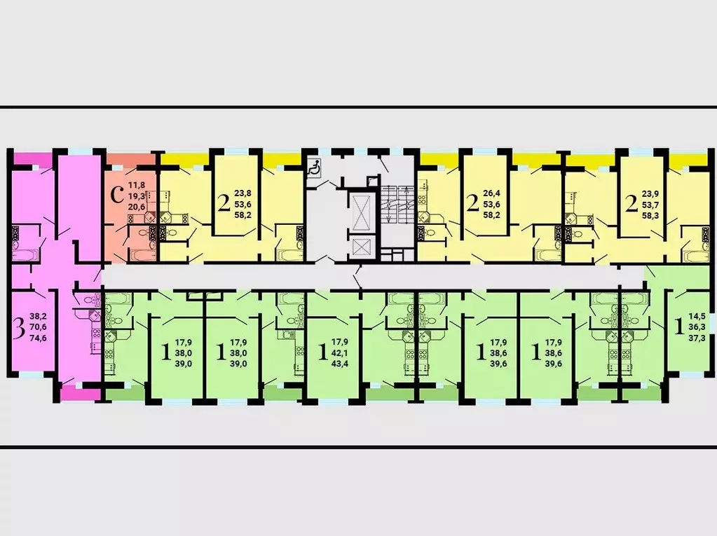 1-к кв. Воронежская область, Воронеж Ростовская ул., 18А (38.9 м) - Фото 2