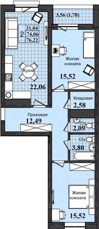 2-к кв. Оренбургская область, Оренбург ул. Ильи Глазунова, 18 (76.22 ... - Фото 0