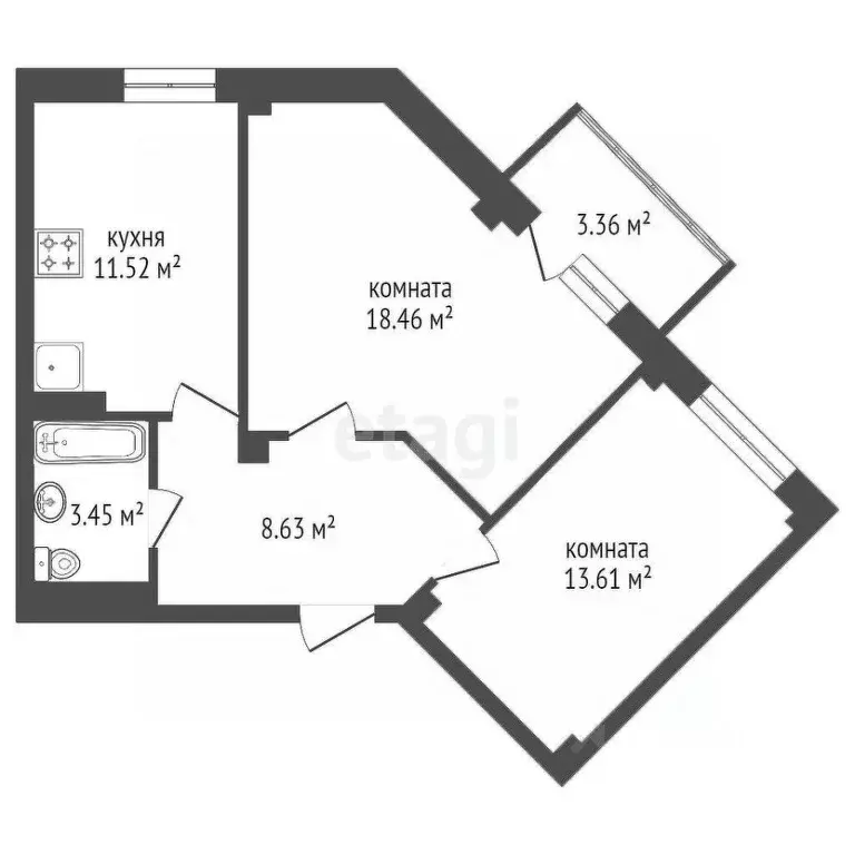 2-к кв. Красноярский край, Красноярск Северное ш., 48 (67.9 м) - Фото 1
