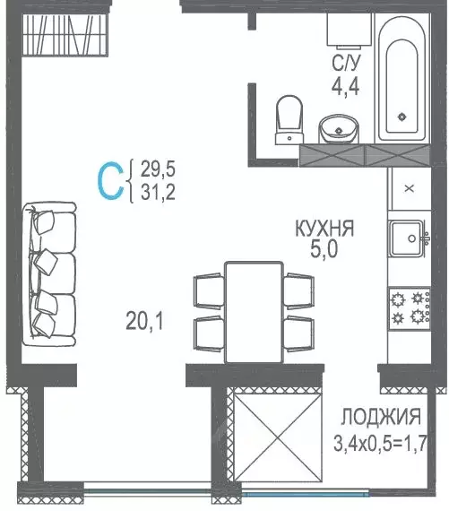 Студия Крым, Евпатория просп. Ленина, 66Б (33.0 м) - Фото 0