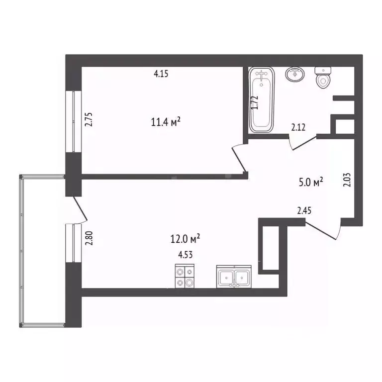 1-к кв. Тюменская область, Тюмень ул. Краснооктябрьская, 16 (33.6 м) - Фото 2