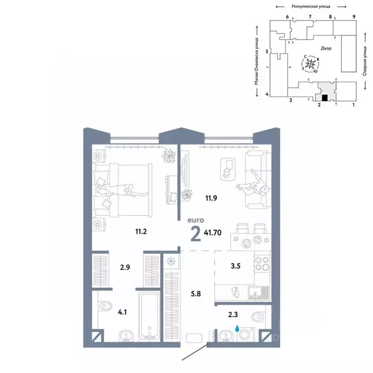 2-к кв. Москва Озерная ул., 42С7 (41.7 м) - Фото 0
