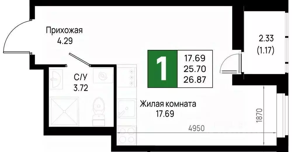 Студия Ленинградская область, Всеволожский район, Свердловское ... - Фото 1