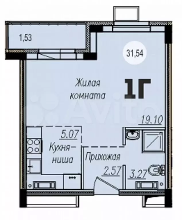 Квартира-студия, 31,5 м, 13/15 эт. - Фото 0