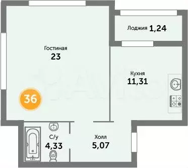 1-к. квартира, 72,8 м, 9/9 эт. - Фото 0