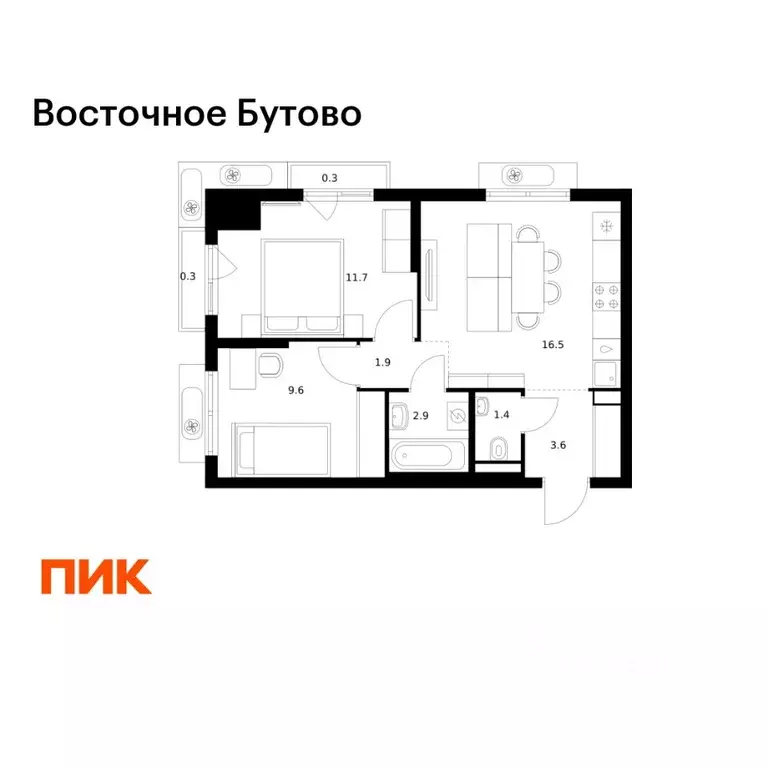 2-к кв. Московская область, Ленинский городской округ, Боброво пгт ... - Фото 1