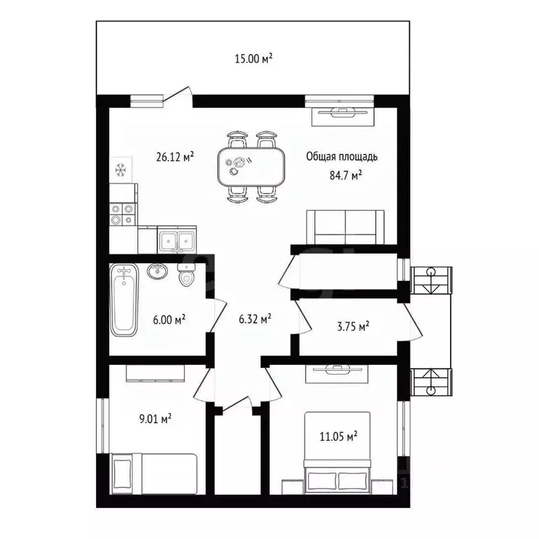 Дом в Новосибирская область, Бердск ул. Красивая, 27/1 (85 м) - Фото 2