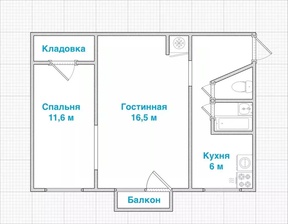 2-к кв. Санкт-Петербург Новороссийская ул., 2 (43.5 м) - Фото 1