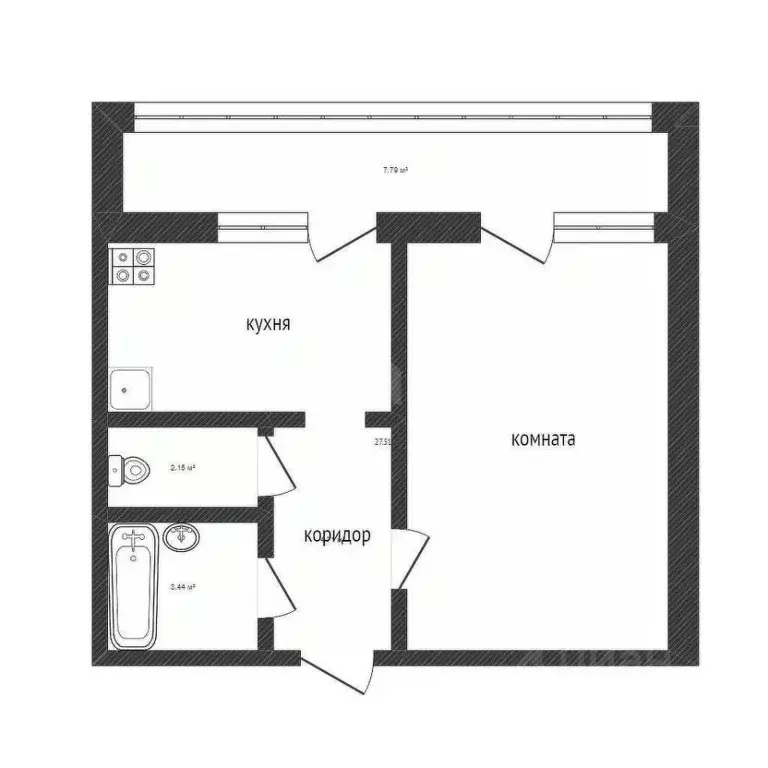 1-к кв. Ленинградская область, Волхов Авиационная ул., 30 (30.0 м) - Фото 1