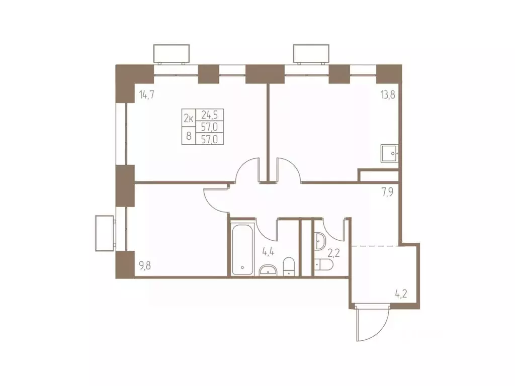 2-к кв. Московская область, Пушкино Фабрикант жилой комплекс, 1 (57.0 ... - Фото 1