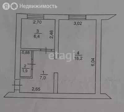1-комнатная квартира: Ишимбай, улица Чкалова, 3 (30 м) - Фото 1