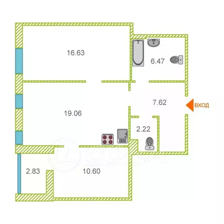 2-комнатная квартира: деревня Дударева, улица Сергея Джанбровского, ... - Фото 1