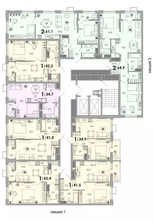 1-к кв. Владимирская область, Владимир Уно жилой комплекс (43.4 м) - Фото 2