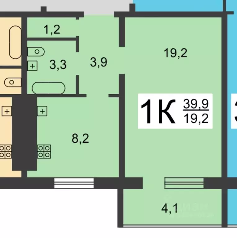 1-к кв. Нижегородская область, Нижний Новгород ул. Космонавта ... - Фото 2