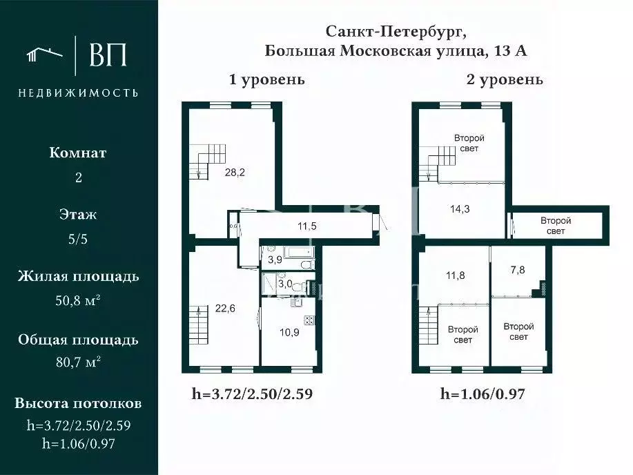 2-к кв. Санкт-Петербург Большая Московская ул., 13 (82.5 м) - Фото 2
