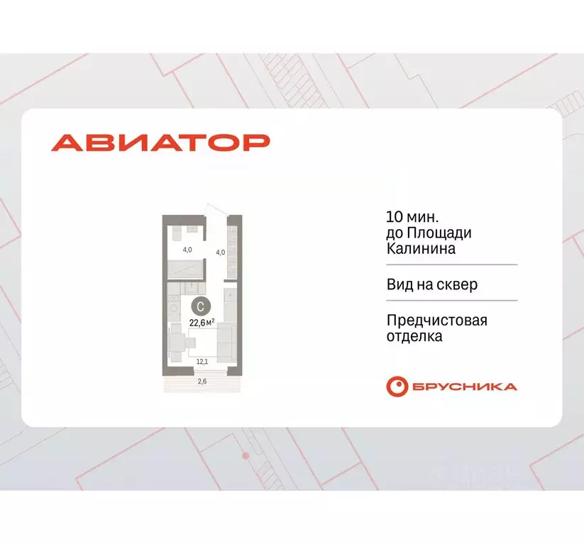 Студия Новосибирская область, Новосибирск ул. Аэропорт, 88 (22.62 м) - Фото 0