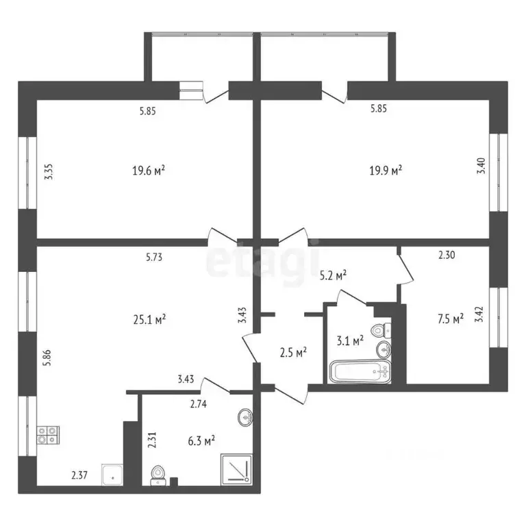 4-к кв. Коми, Усинск ул. Строителей, 14 (89.2 м) - Фото 1