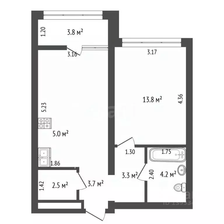 1-к кв. Тюменская область, Тюмень ул. Павла Фитина, 3 (46.7 м) - Фото 2