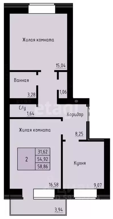 2-к кв. Архангельская область, Архангельск Рейдовая ул., 21к1 (58.86 ... - Фото 1