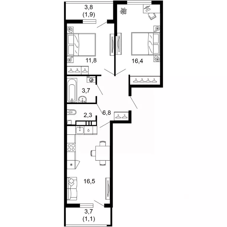 2-к кв. Краснодарский край, Сочи пос. Кудепста,  (60.5 м) - Фото 0