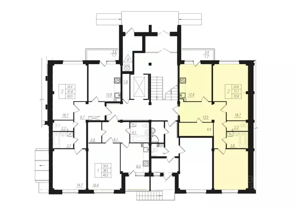 2-к кв. Чувашия, Чебоксары ул. Прогрессивная, 2 (71.7 м) - Фото 0