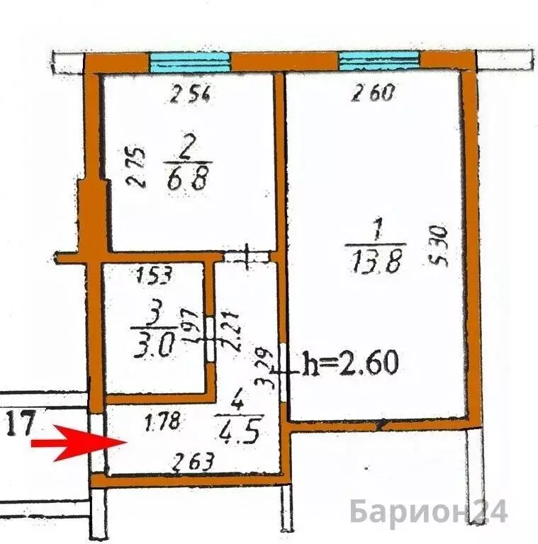 1-к кв. Калужская область, Боровск ул. Некрасова, 1Е (28.1 м) - Фото 2
