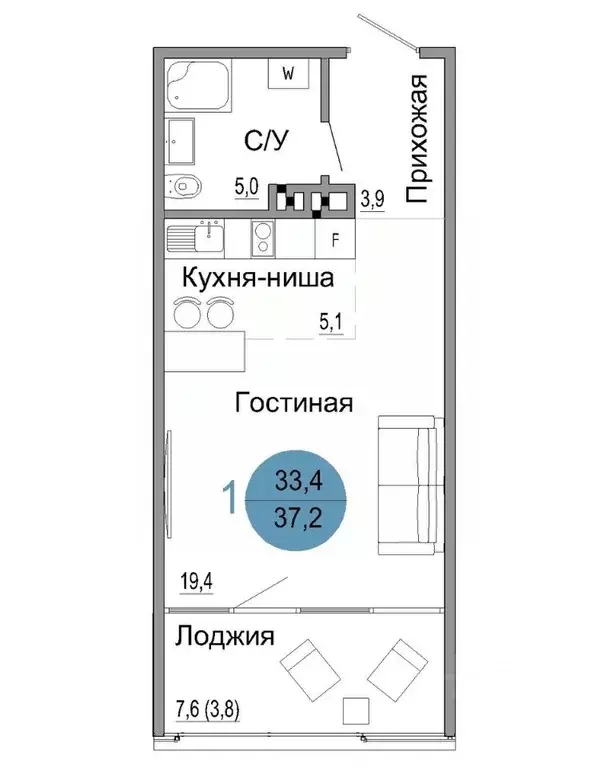 1-к кв. Крым, Керчь Белый город жилой комплекс (37.2 м) - Фото 0
