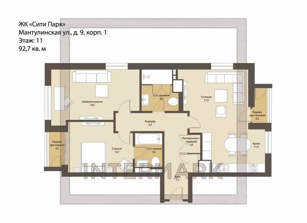 3-к кв. Москва Мантулинская ул., 9к1 (92.7 м) - Фото 2