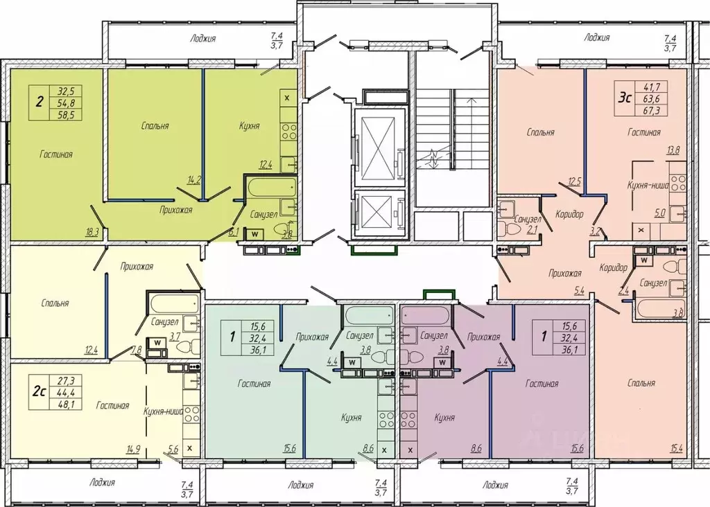 2-к кв. Кемеровская область, Кемерово просп. Притомский, 30А (58.5 м) - Фото 1
