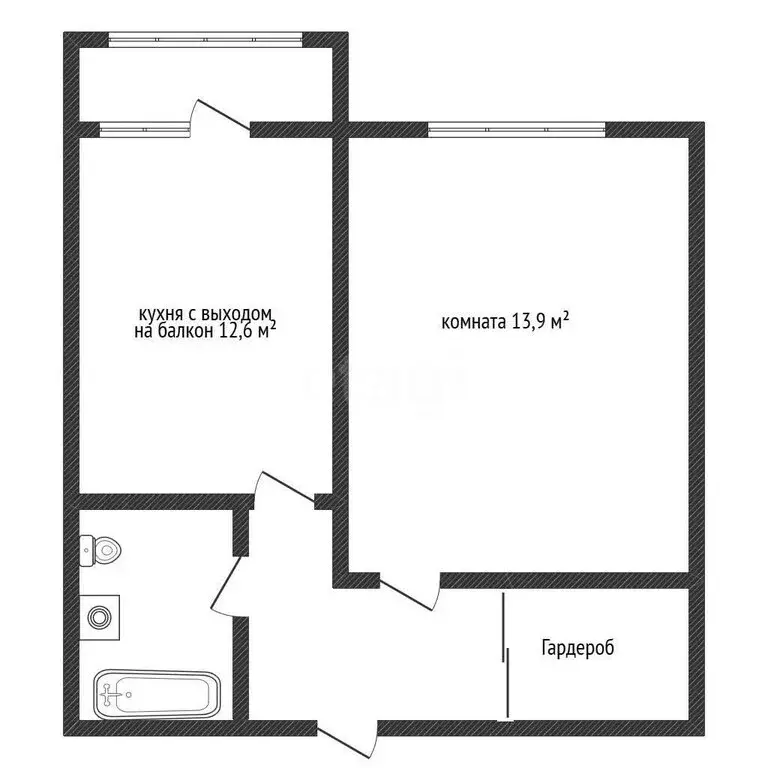 1-комнатная квартира: Казань, улица Восстания, 82Б (37.5 м) - Фото 1