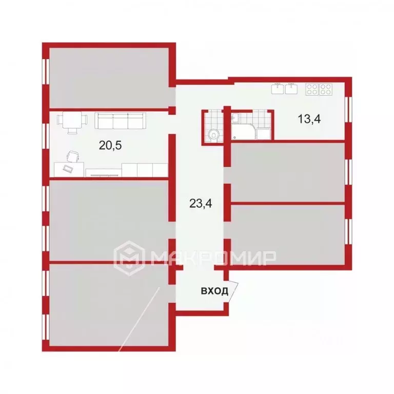 Комната Санкт-Петербург Гатчинская ул., 1/56 (21.0 м) - Фото 1