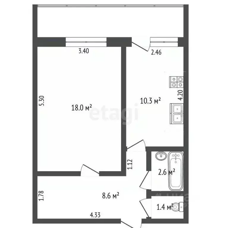 1-к кв. Саха (Якутия), Якутск ул. Пирогова, 1 (40.9 м) - Фото 1